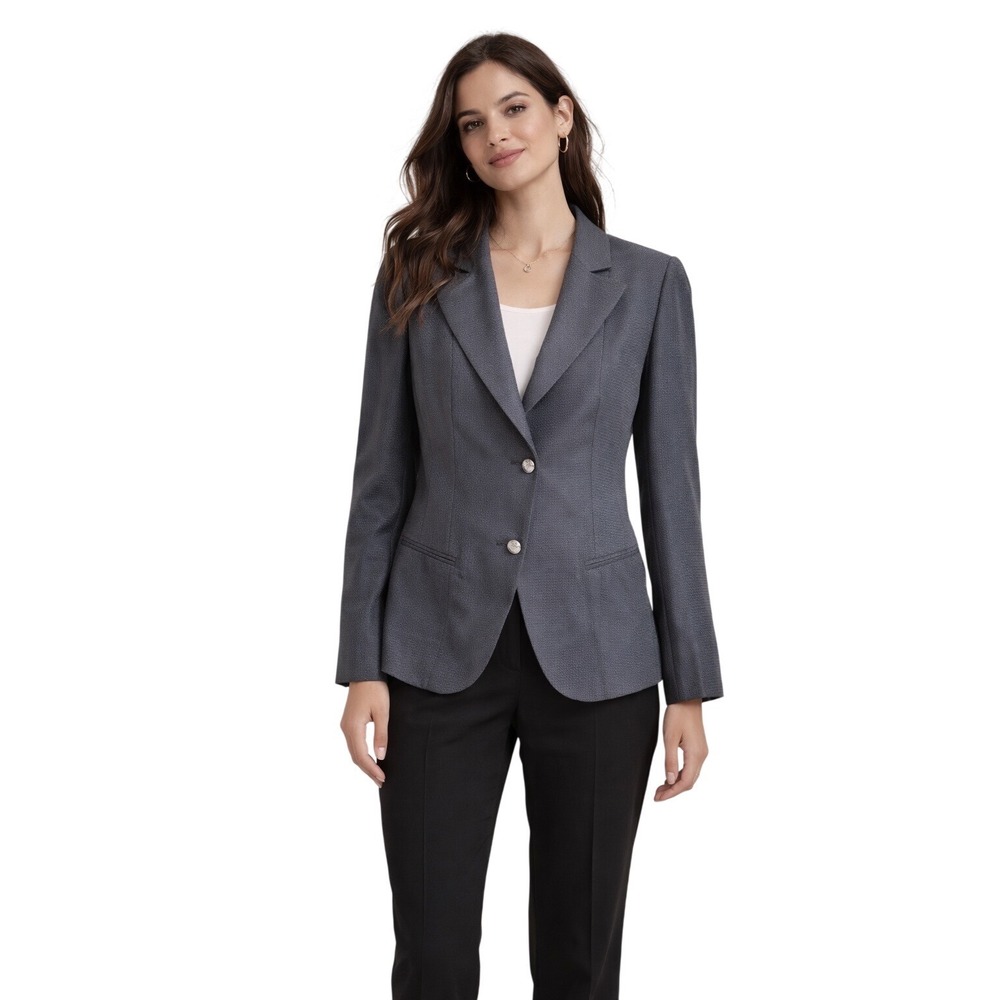 Giorgio Armani Gray Textured Wool Blazer Size 46